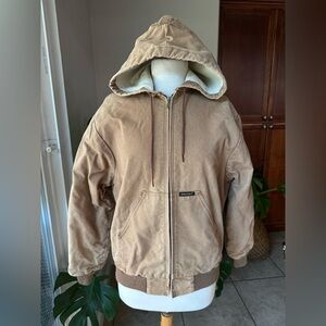 Vintage Dickies Men's Brown Hooded workwear Performance Jacket‎ 100% cotton